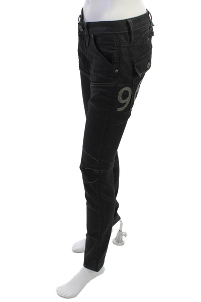 G Star Raw Women Skinny Jeans Black Low Rise Buckle Size 26