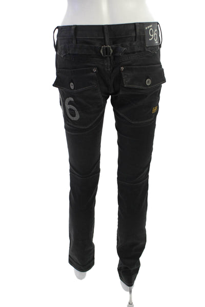 G Star Raw Women Skinny Jeans Black Low Rise Buckle Size 26