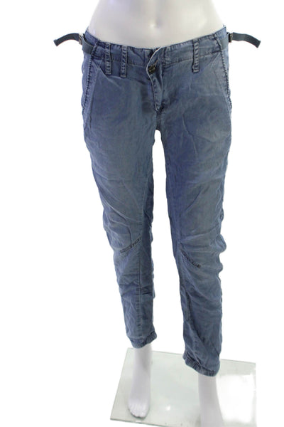 G Star Raw Unisex Cropped Pants Blue Lyocell Army Buckle Size 26