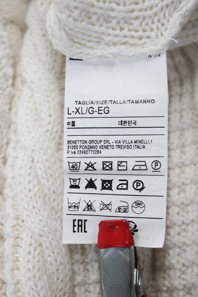 United Colors of Benetton Unisex Pullover Sweater White Crewneck Size L