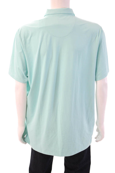 Penguin Mens Short Sleeve Collared Button-Up Polo Shirt Blue Size XL
