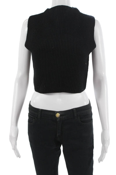 Club Monaco Women Cropped Wool Tank Mock Neck Black Size S