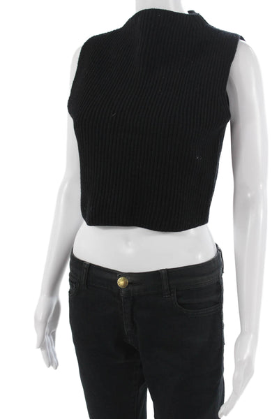Club Monaco Women Cropped Wool Tank Mock Neck Black Size S
