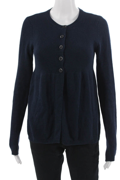 Vince Women Dark Blue Cotton Cashmere Button Cardigan Long Sleeve Size S