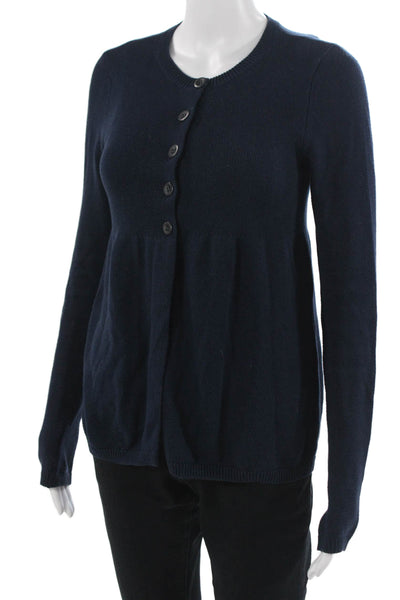Vince Women Dark Blue Cotton Cashmere Button Cardigan Long Sleeve Size S