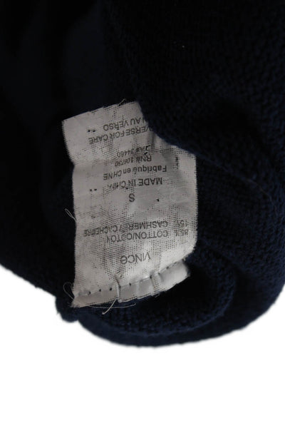 Vince Women Dark Blue Cotton Cashmere Button Cardigan Long Sleeve Size S