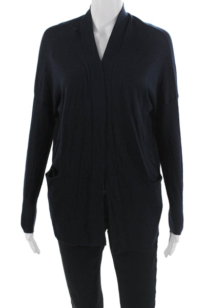 Vince Unisex Dark Blue Silk Cashmere Cardigan Long Sleeve Size 2XS