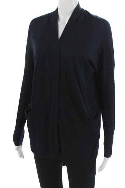 Vince Unisex Dark Blue Silk Cashmere Cardigan Long Sleeve Size 2XS