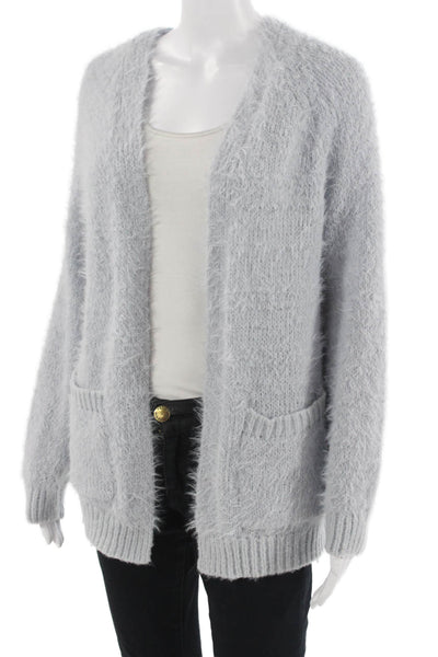 Freshman Unisex Cardigan Sweater V-Neck Gray Long Sleeve Polyester Size S