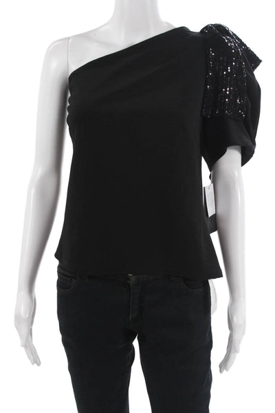 Muse Women Black Solid Short Sleeve Designer Blouse Plus Size 14