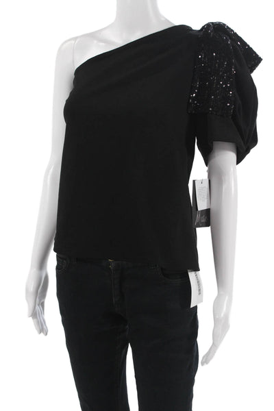 Muse Women Black Solid Short Sleeve Designer Blouse Plus Size 14