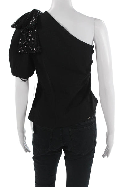 Muse Women Black Solid Short Sleeve Designer Blouse Plus Size 14