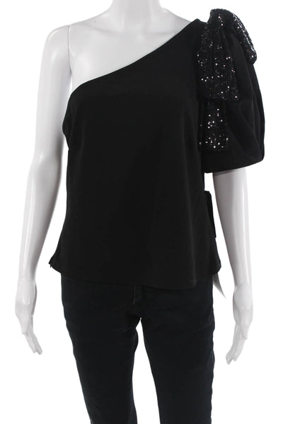 Muse Women Black Short Sleeve 80s Solid Blouse Fall Size 12