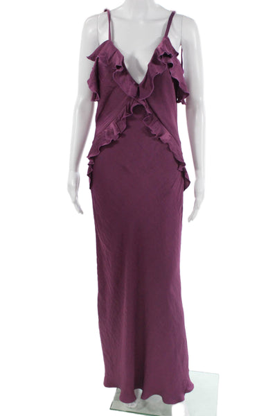 Steve Madden Women Maxi Slip Dress Purple V-Neck Sleeveless Size S