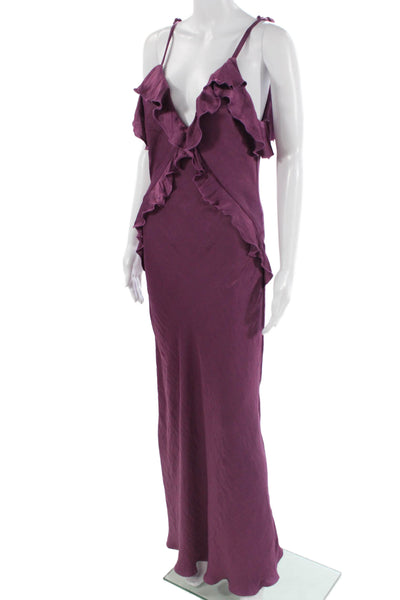 Steve Madden Women Maxi Slip Dress Purple V-Neck Sleeveless Size S