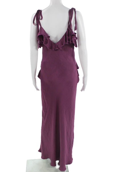 Steve Madden Women Maxi Slip Dress Purple V-Neck Sleeveless Size S