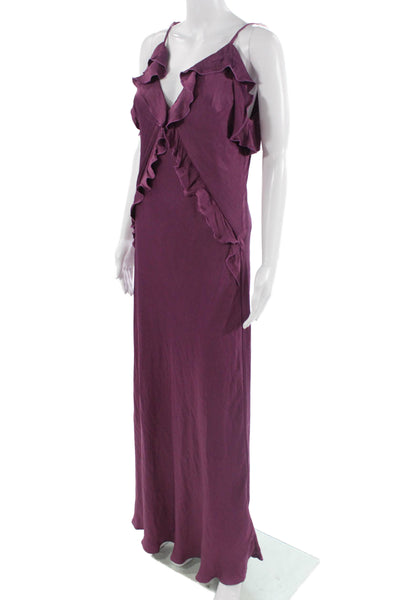 Steve Madden Womens Purple V-Neck Maxi Slip Dress Sleeveless Boho Size L