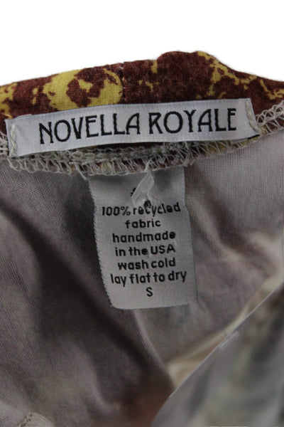 Novella Royale Womens Bodycon Mini Dress Beige Round Neck 3/4 Sleeve Size S