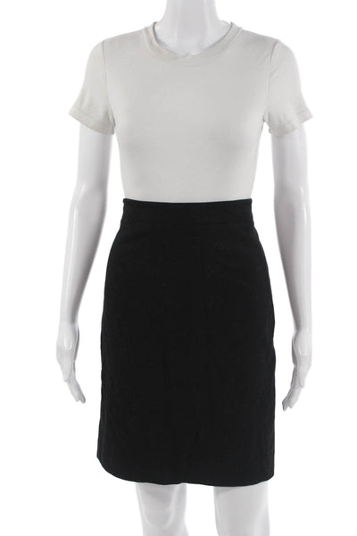 J Crew Women Black Wool Viscose Straight Pencil Skirt Size 4