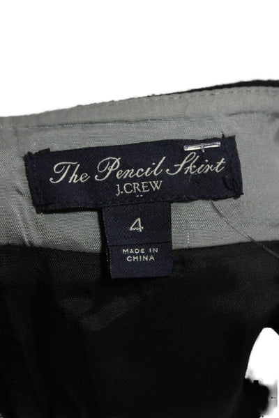 J Crew Women Black Wool Viscose Straight Pencil Skirt Size 4