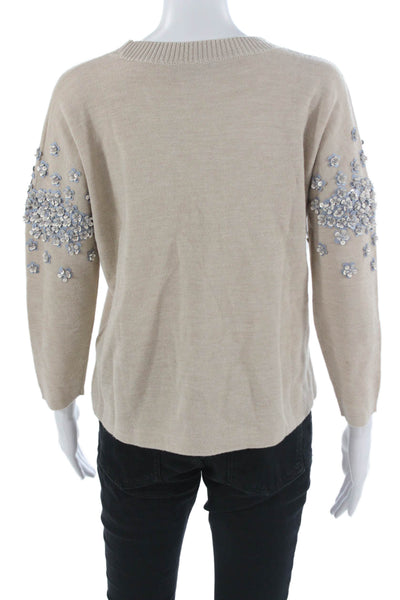 J Crew Unisex Pullover Sweater Beige Crewneck Wool Blend Size XS
