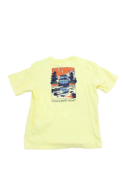 Vineyard Vines Womens Basic Yellow Cotton Graphic Crew Neck T-Shirt Size L