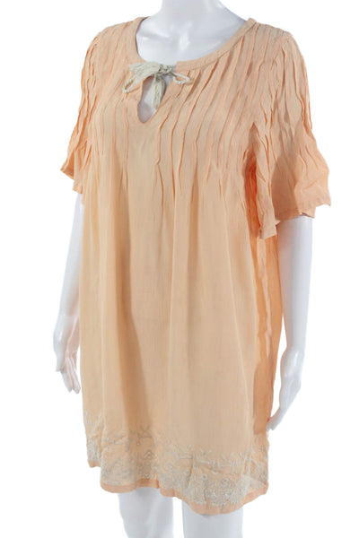 Tularosa Women Kaftan Beige Silk Mini Drawstring Short Sleeve Size M