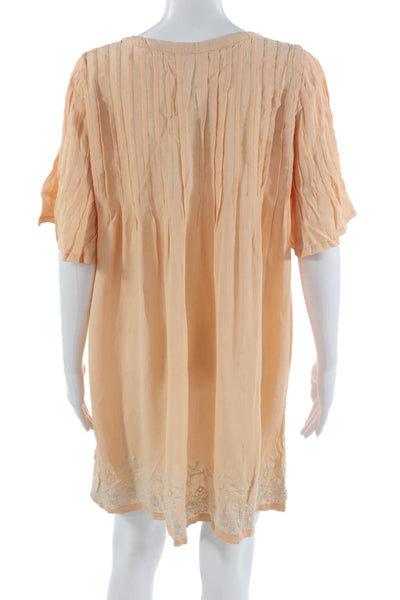Tularosa Women Kaftan Beige Silk Mini Drawstring Short Sleeve Size M