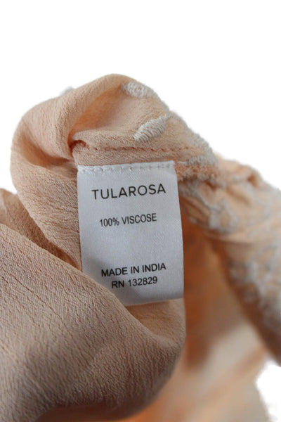 Tularosa Women Kaftan Beige Silk Mini Drawstring Short Sleeve Size M