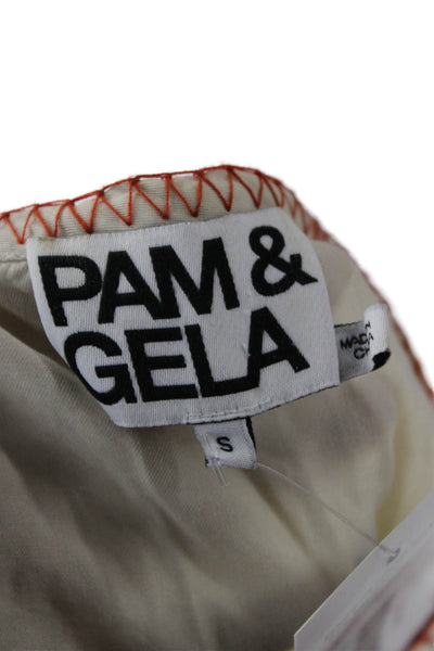 Pam & Gela Women Kaftan Dress Beige Geometric Long Sleeve Size S