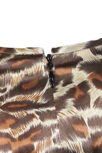 Le Shack By Tracy Feith Women Fit & Flare Brown Leopard Silk Dress Size 8