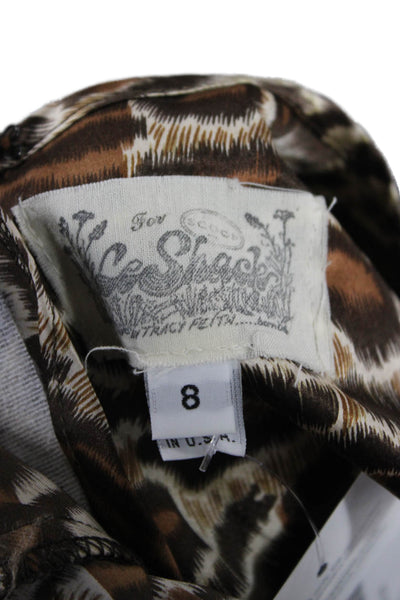 Le Shack By Tracy Feith Women Fit & Flare Brown Leopard Silk Dress Size 8