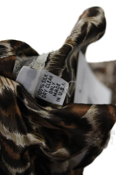 Le Shack By Tracy Feith Women Fit & Flare Brown Leopard Silk Dress Size 8