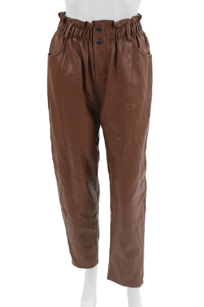 Sam & Lili Women Paperbag Pants Brown Designer Size L