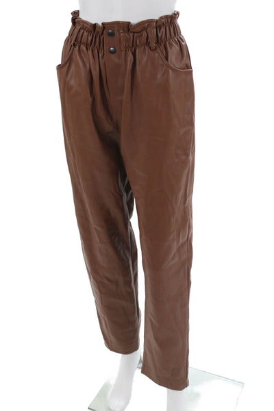 Sam & Lili Women Paperbag Pants Brown Designer Size L