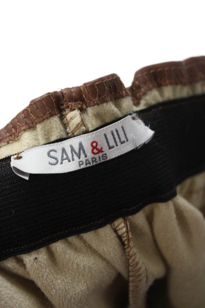 Sam & Lili Women Paperbag Pants Brown Designer Size L