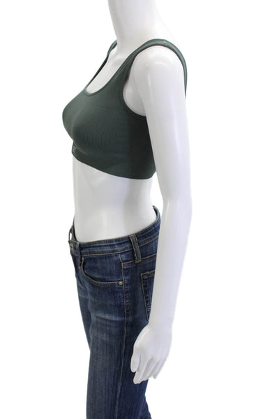 Set Active Womens SculptFlex Box Cut Pullover Sports Bra Green Size S