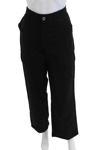 Zara Unisex Black High Rise Cargo Cotton Blend Pants Size 26