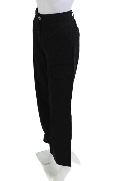 Zara Unisex Black High Rise Cargo Cotton Blend Pants Size 26