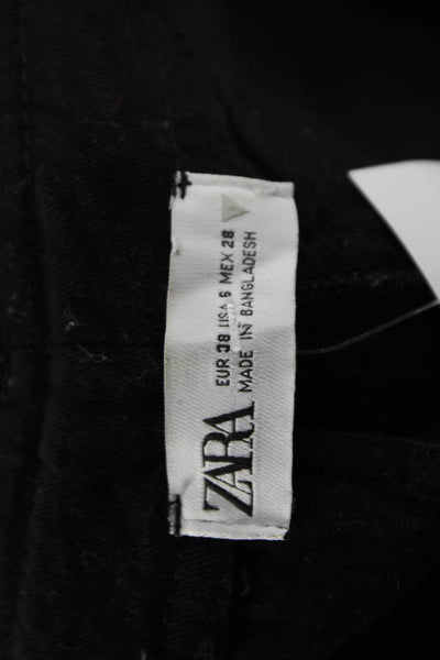 Zara Unisex Black High Rise Cargo Cotton Blend Pants Size 26