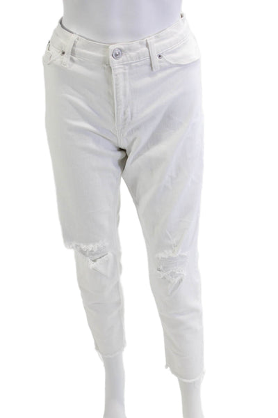 Hudson Womens Boyfriend Mom Jeans White Mid Rise Button Fly Size 31