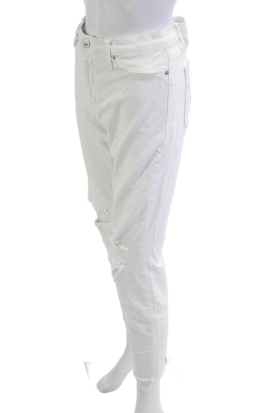 Hudson Womens Boyfriend Mom Jeans White Mid Rise Button Fly Size 31
