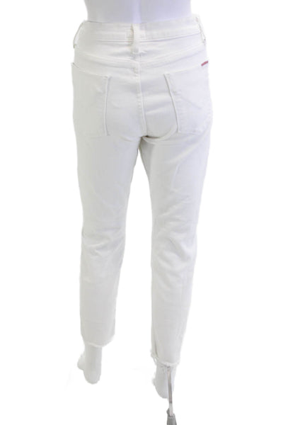 Hudson Womens Boyfriend Mom Jeans White Mid Rise Button Fly Size 31