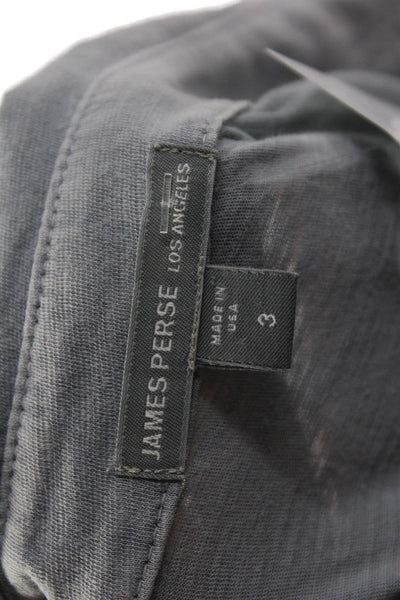 James Perse Women Collared 3/4 Sleeve Cotton Button Up Top Gray Size 3