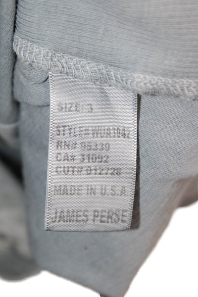 James Perse Women Collared 3/4 Sleeve Cotton Button Up Top Gray Size 3