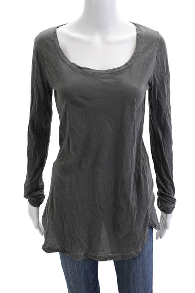 Splendid Womens Basic Tunic T-Shirt Dark Gray Cotton Round Neck Size M