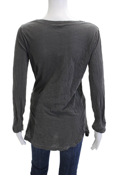 Splendid Womens Basic Tunic T-Shirt Dark Gray Cotton Round Neck Size M