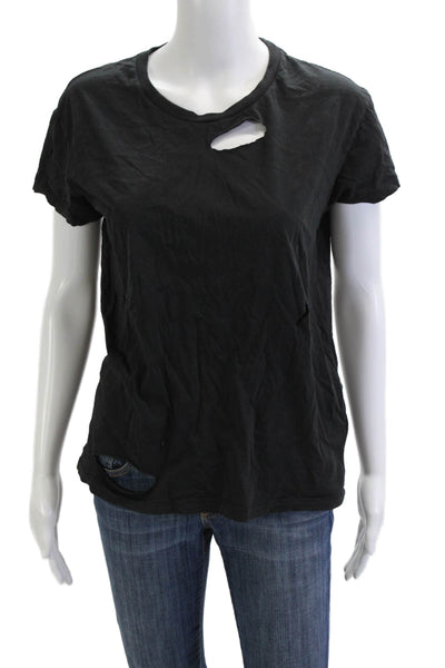 Anine Bing Womens Basic Black Crew Neck Cotton Short Sleeve T-Shirt Size XS
