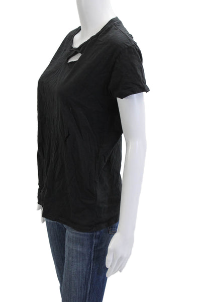 Anine Bing Womens Basic Black Crew Neck Cotton Short Sleeve T-Shirt Size XS