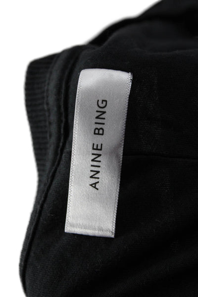 Anine Bing Womens Basic Black Crew Neck Cotton Short Sleeve T-Shirt Size XS